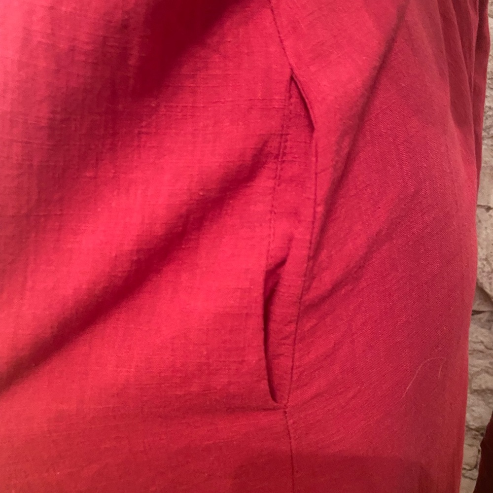 Miss Look Raspberry Linen Look Dress with Pockets - Picture 5 of 8